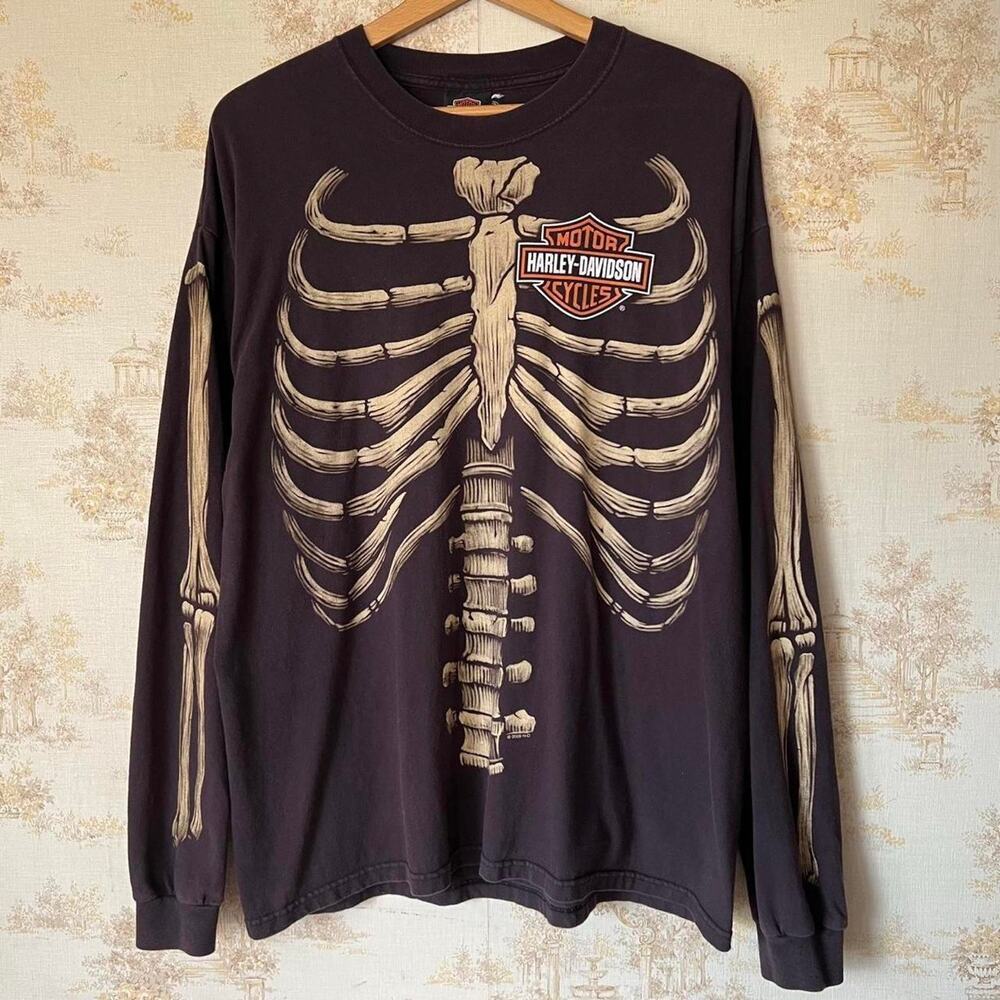 Faded Harley Davidson Skeleton L/S Shirt | House of Harley Grail | XL